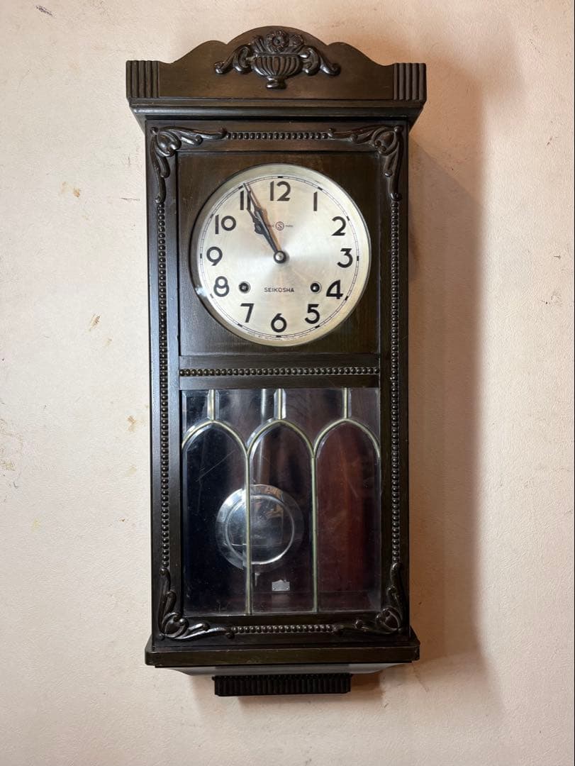 精工舎　アールデコ　柱時計　古時計　振り子　ゼンマイ　ボンボン　レトロ　雑貨