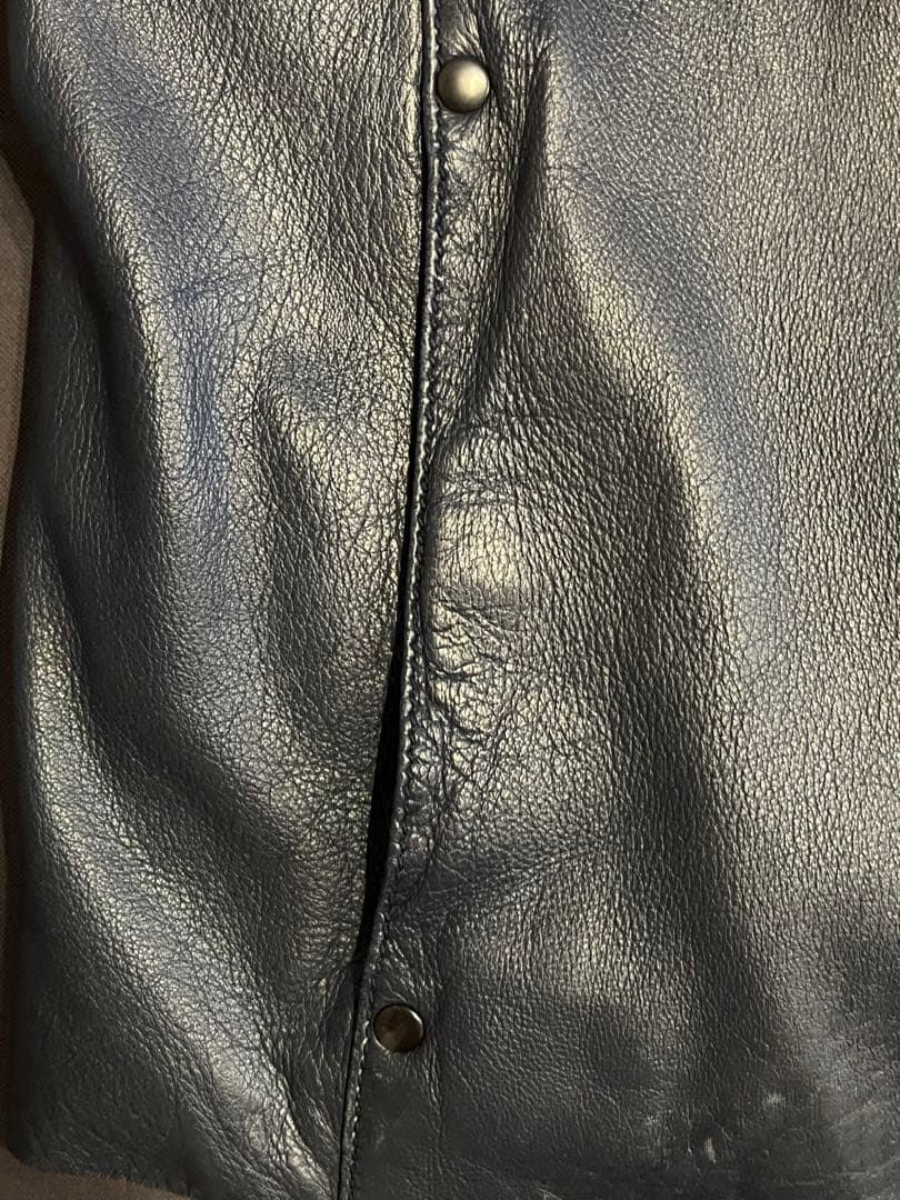 ARMANI COLLEZIONI シープレザージャケットNAVY 46