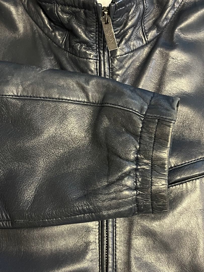 ARMANI COLLEZIONI シープレザージャケットNAVY 46