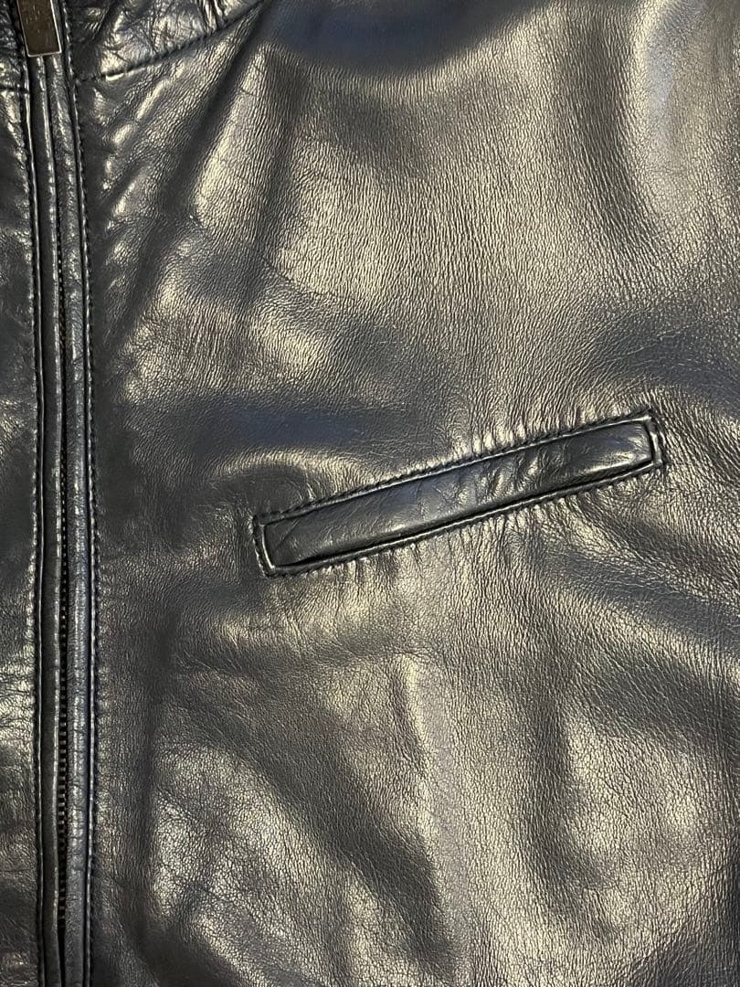 ARMANI COLLEZIONI シープレザージャケットNAVY 46