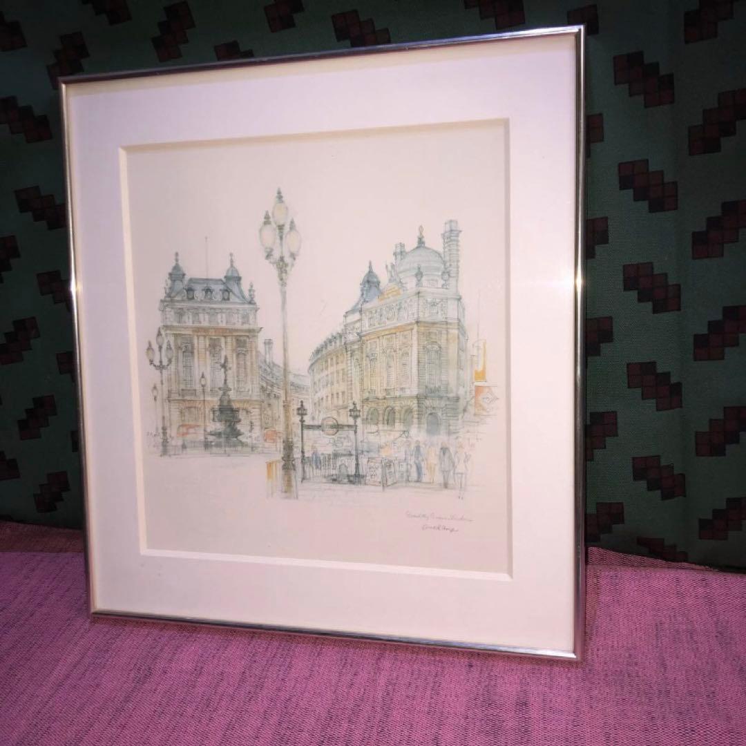 絵画美術　型押し印　ピカデリーサーカス　ロンドン　マッドステージ　異国の風景画