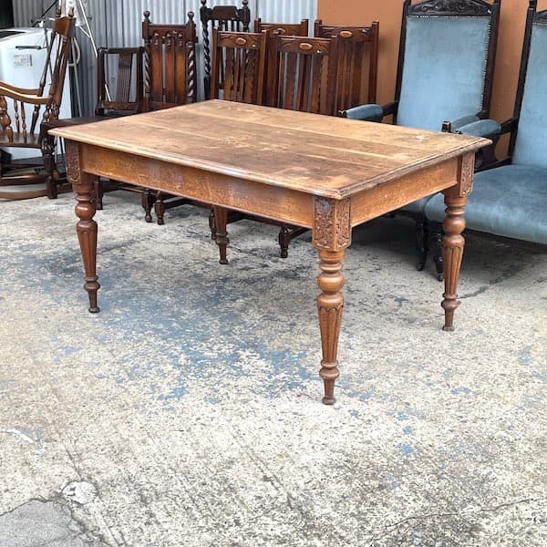 アンティーク　ダイニングテーブル　シャビィ　ロココ調　ワークテーブル