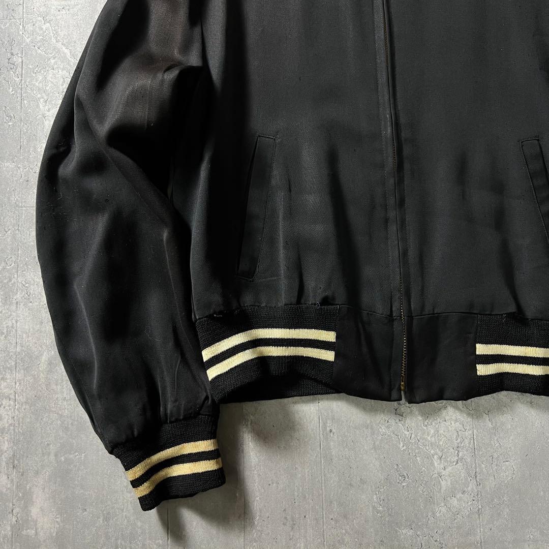 50s usa製　レーヨン　ギャバジンジャケット　ブラック　TALON