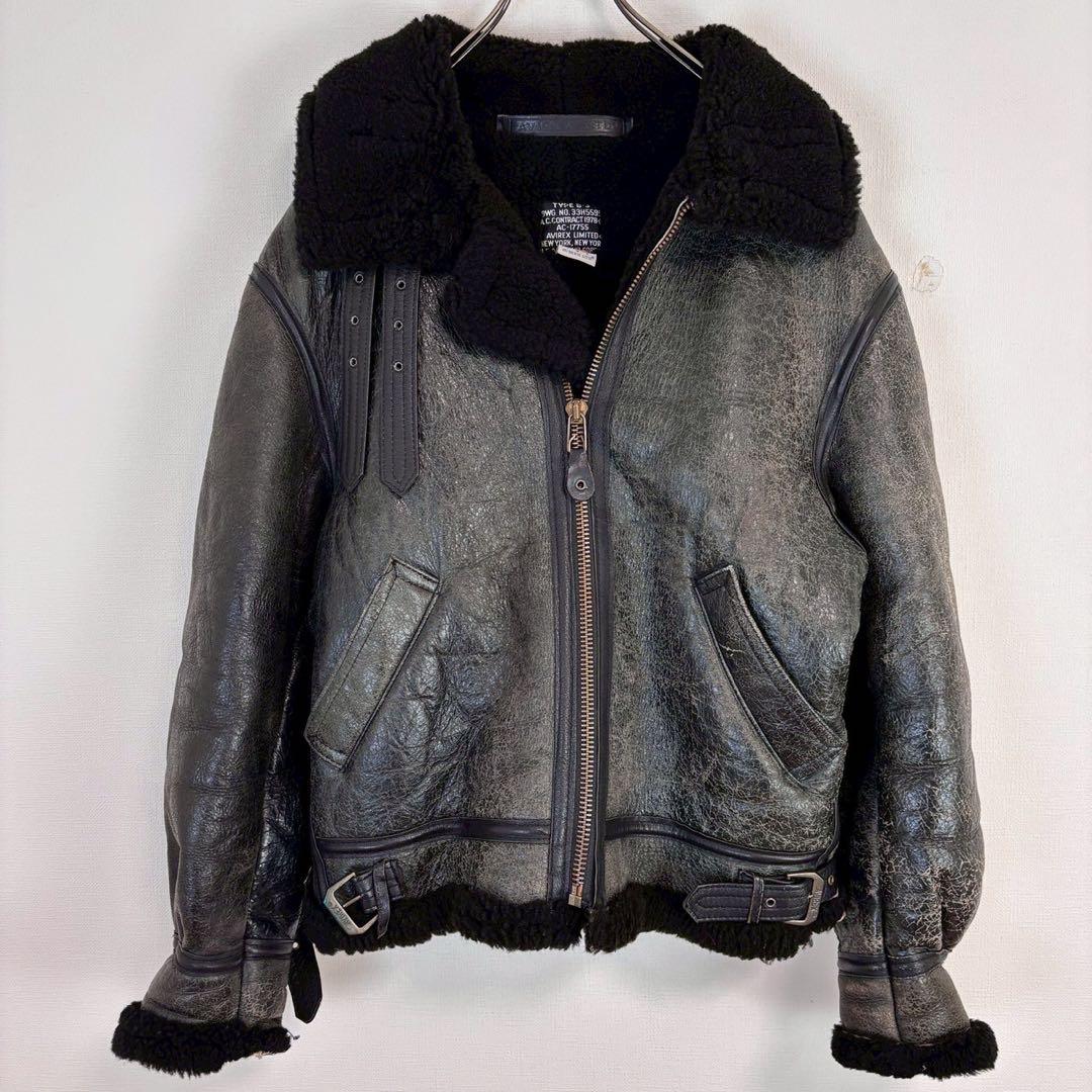 ◆アヴィレックス【L】フライトジャケット レザージャケット ボア付き A-2