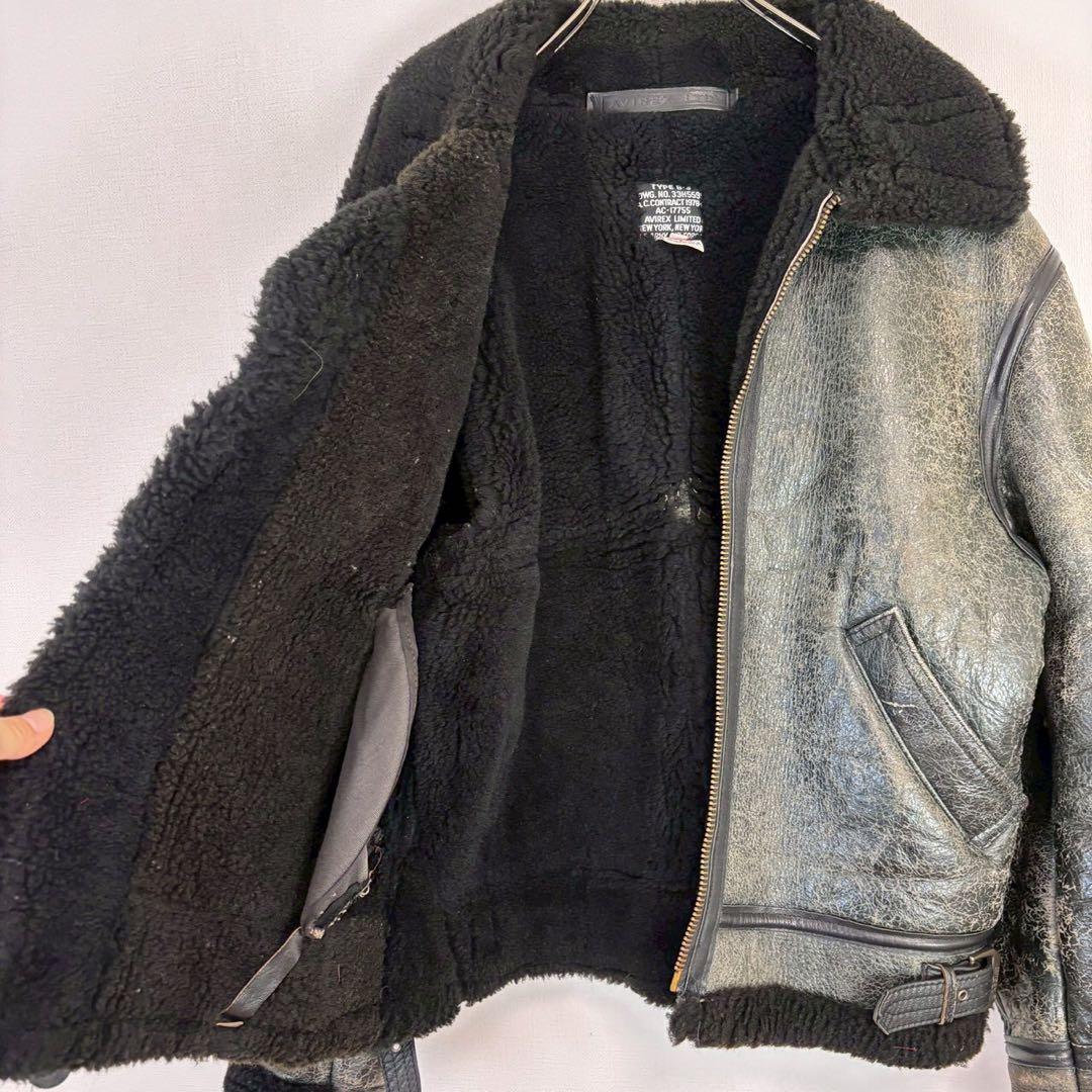 ◆アヴィレックス【L】フライトジャケット レザージャケット ボア付き A-2