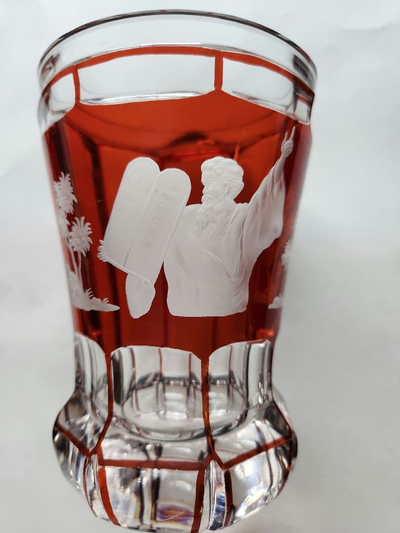 モーゼル　ガラス工芸品　ゴブレット　花瓶　クリスタル　赤