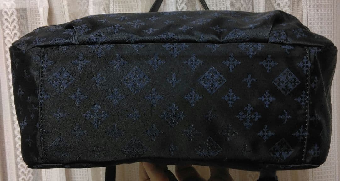 美品　russet　ネイビー　ナイロン ショルダーバッグ ゴールド金具