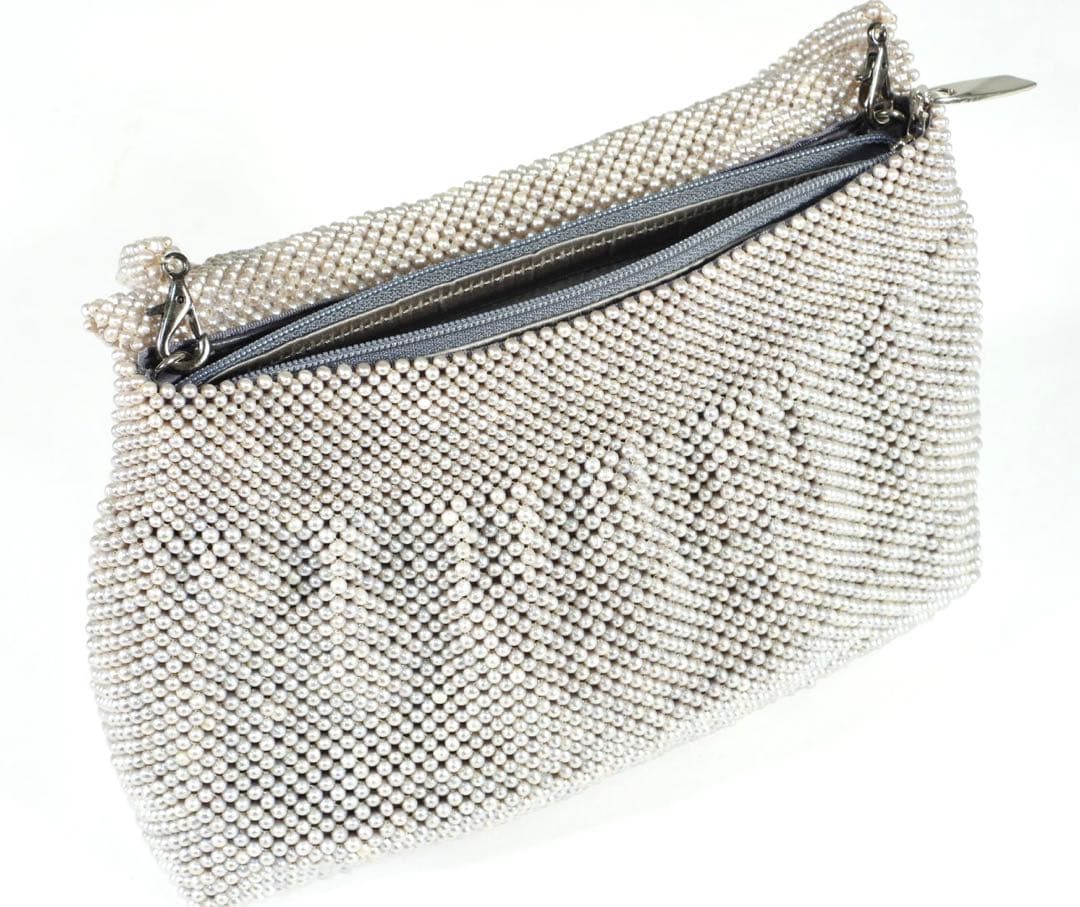 本真珠　パール　グレー ハンドバッグ 木箱付き