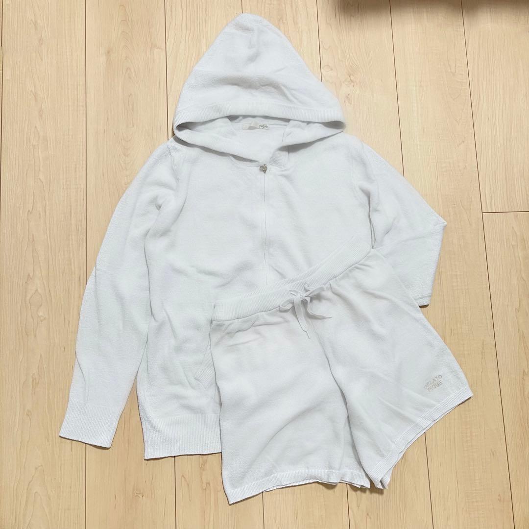 ジェラピケまとめ売りレディースルームウェアホワイトセットアップパーカー