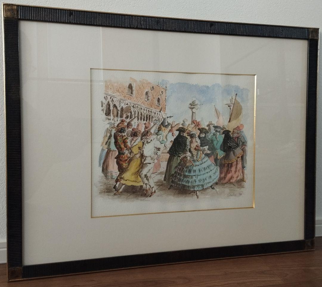 イタリア ヴェネツィア サンマルコ広場 カーニバル 謝肉祭 水彩画