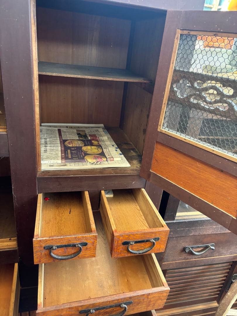 岐阜県揖斐郡池田町まで　水屋箪笥　176×174㎝　アンティーク　時代箪笥