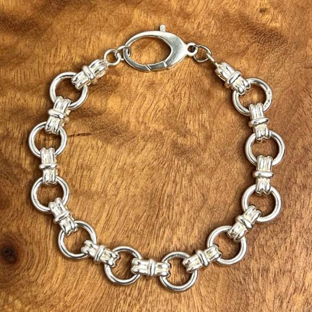 UK ヴィンテージ シルバー デザイン リンク ブレスレット 925