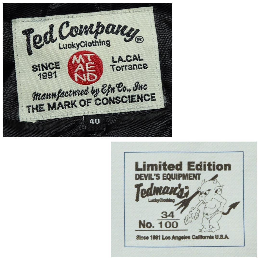 TEDMAN 100着限定 シングルレザージャケット 40 ダブルジップ