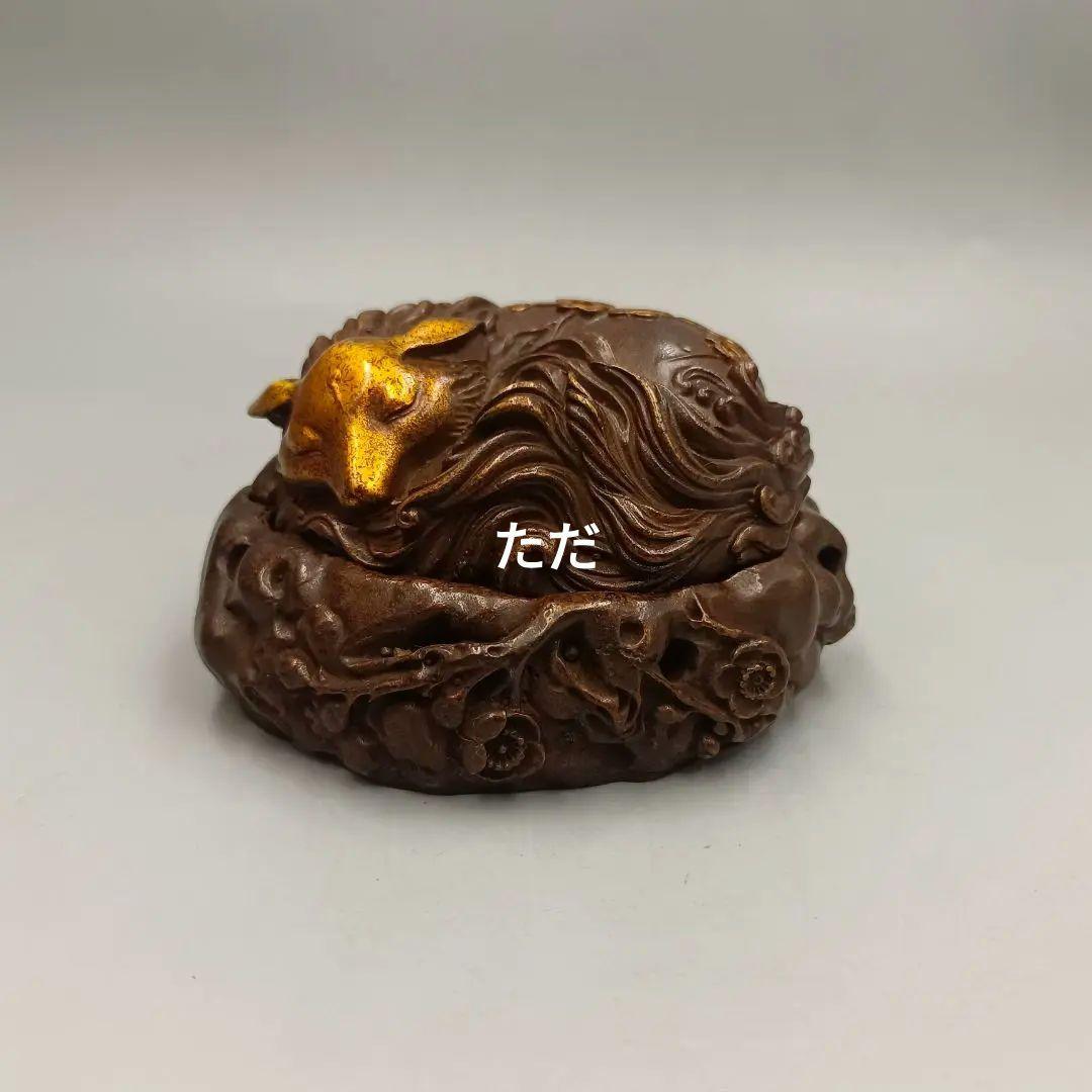 銅製 九尾狐薫香炉 室内薫香炉 茶道具 香道具 装飾品 工芸品 置物