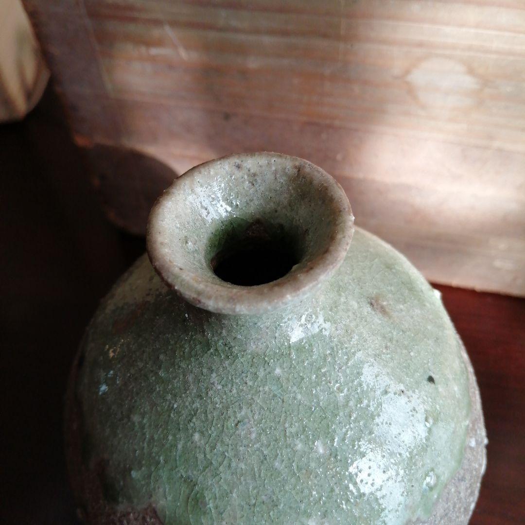 常滑焼　江崎一生　灰釉小壺　12.8cm
