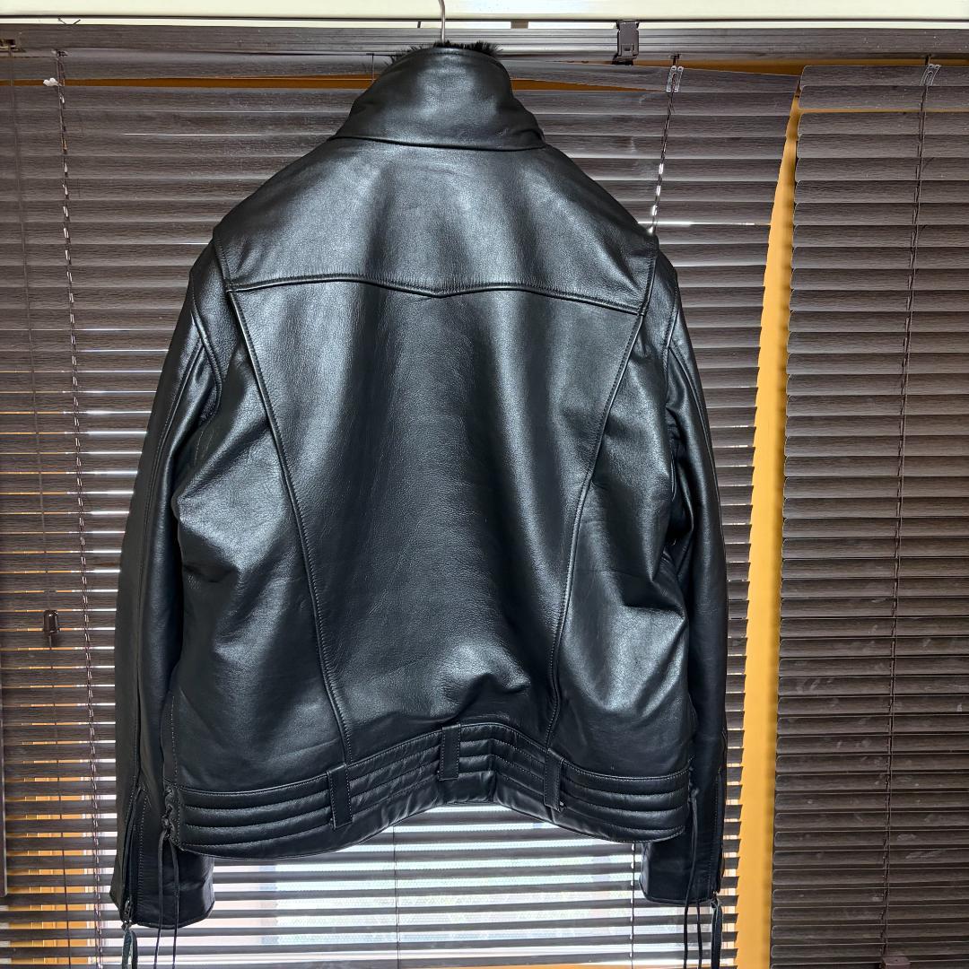 Liugoo Leathers ボアハイネックシングルライダースジャケット