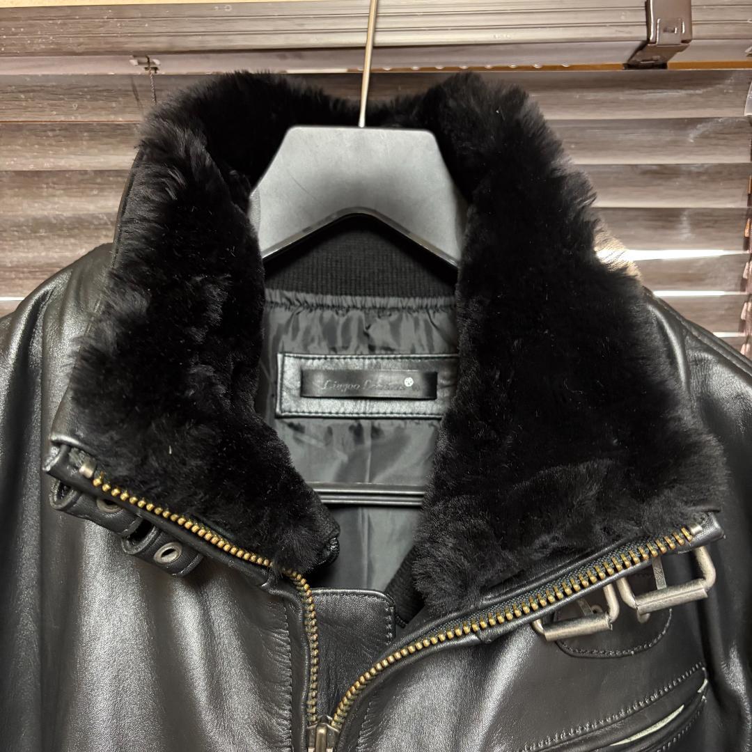 Liugoo Leathers ボアハイネックシングルライダースジャケット
