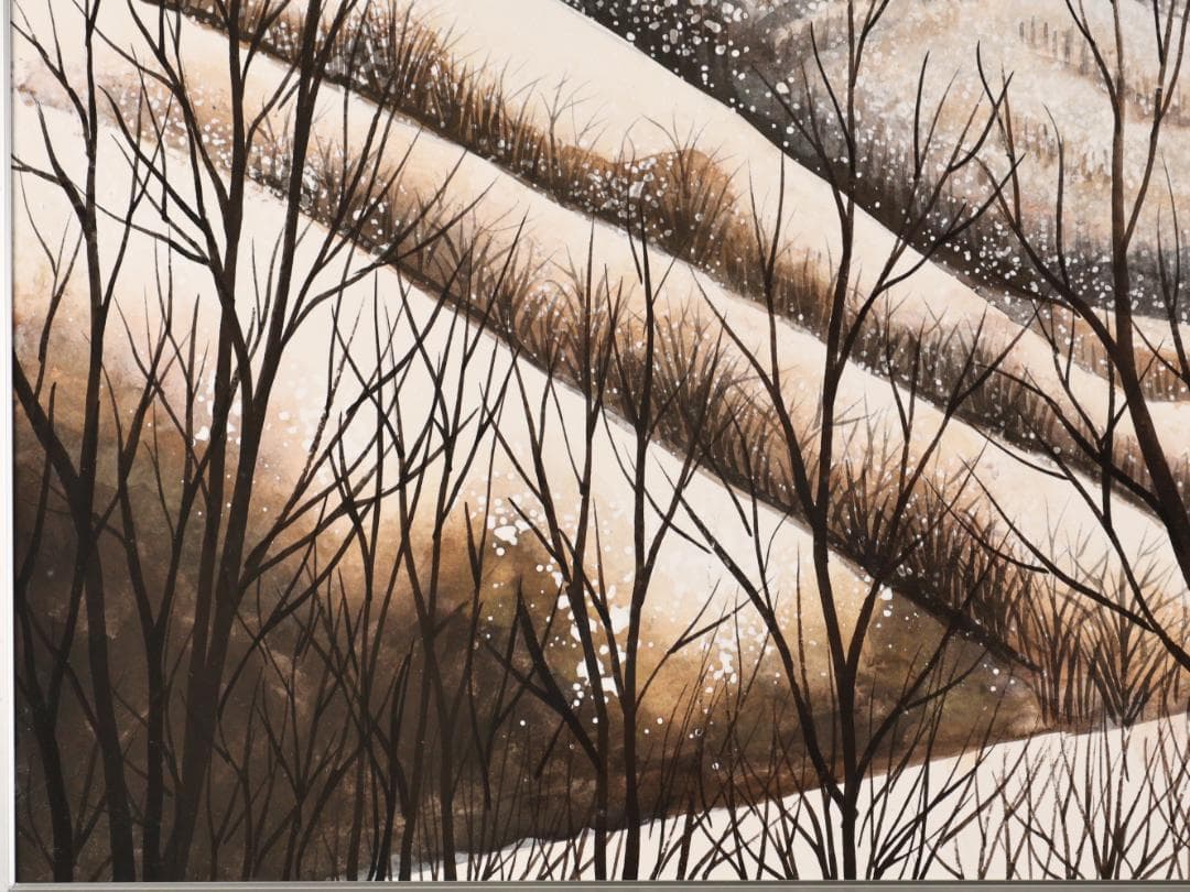 【模写】　加山又造　「 白い峰 」　日本画　8号　共シール　タトウ　布袋