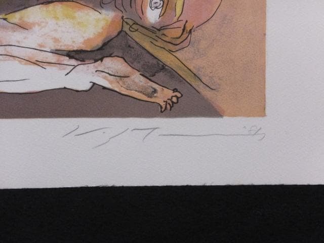 池田満寿夫　直筆サイン『おんな・おとこヨリ　少しばかりの糞』リトグラフ1010V