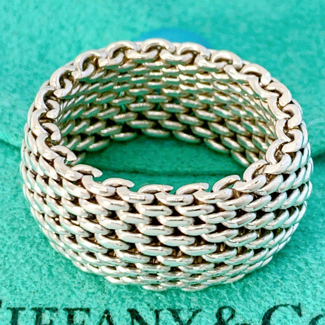 美品 ティファニー サマセット メッシュ リング 約12号 シルバー925