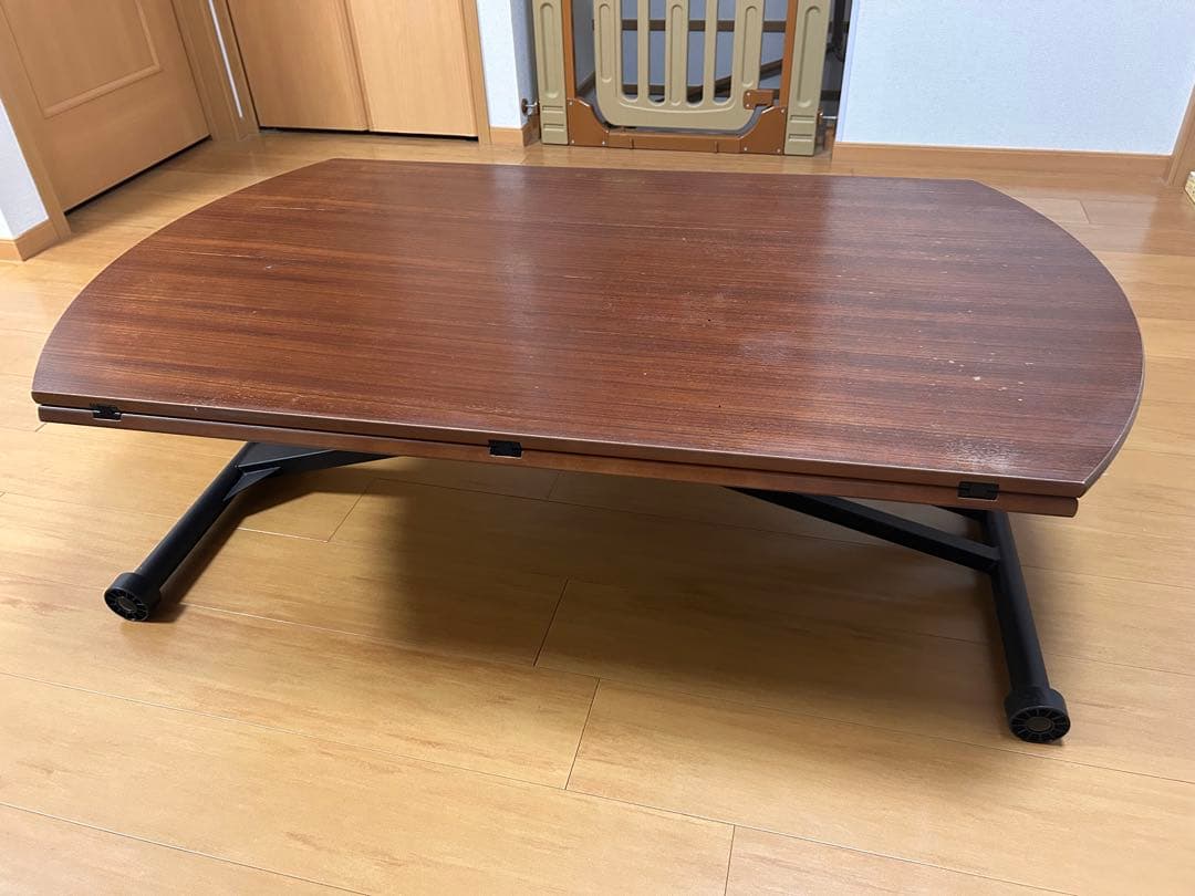 木製円形ダイニングテーブル 折りたたみ式