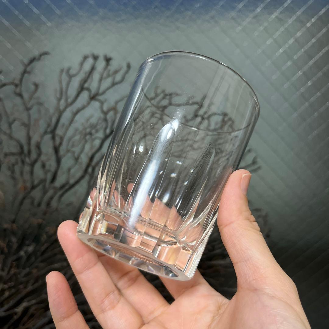 骨董　時代ガラス　希少　寸胴型　切子　水飲みコップ　ウランガラス　１客