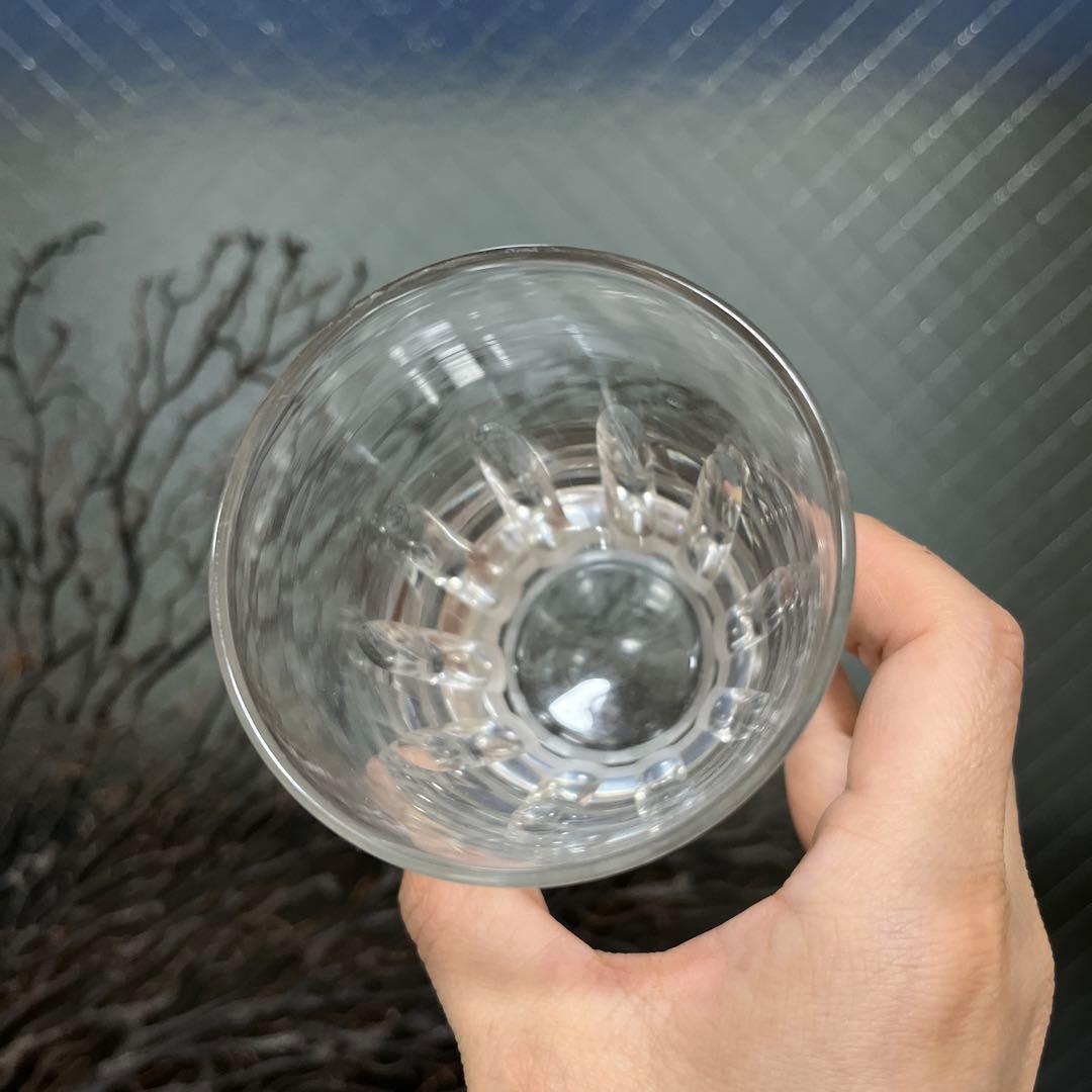 骨董　時代ガラス　希少　寸胴型　切子　水飲みコップ　ウランガラス　１客