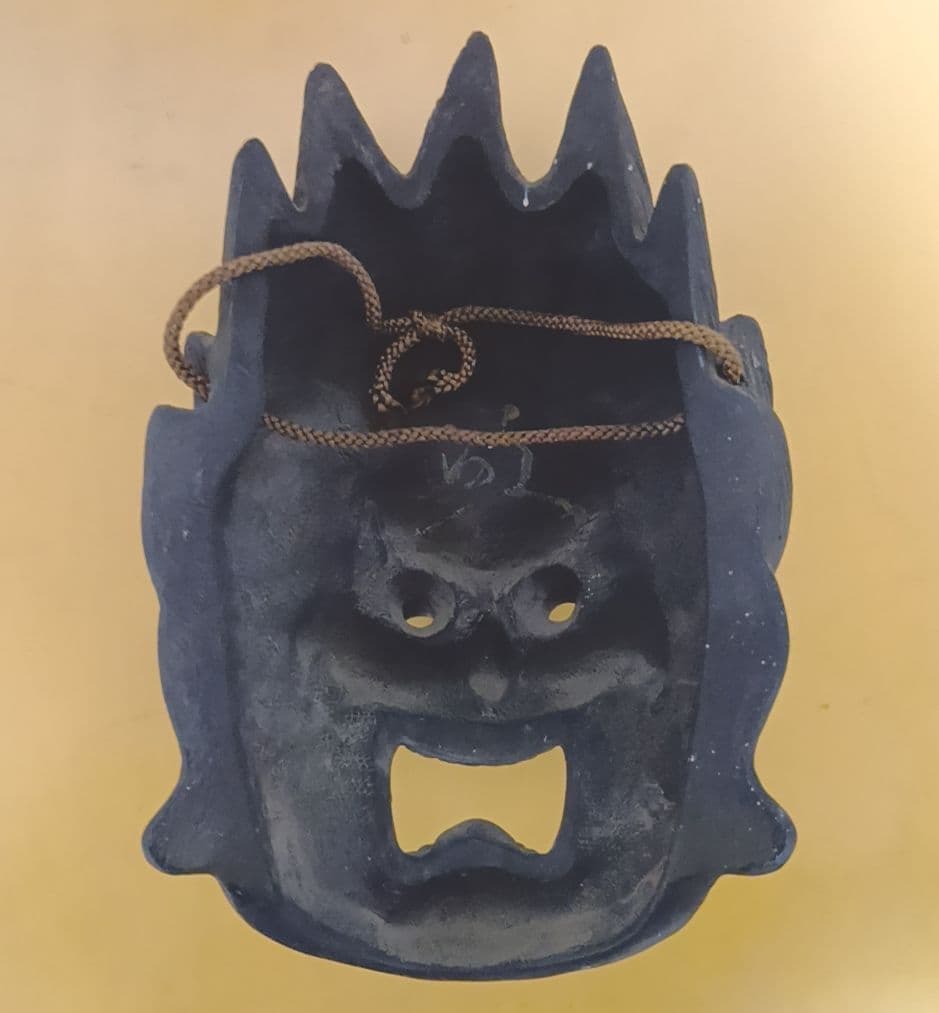 骨董品 伐折羅大将 お面 壁掛け 乾漆 仏教 美術 骨董品 レトロ アンティーク