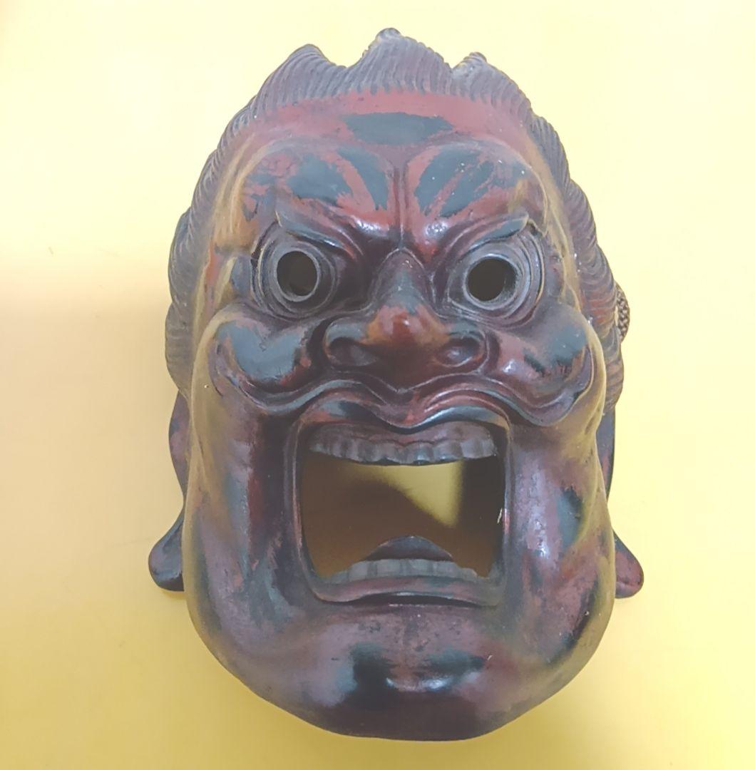 骨董品 伐折羅大将 お面 壁掛け 乾漆 仏教 美術 骨董品 レトロ アンティーク