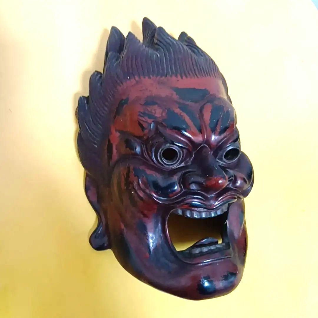 骨董品 伐折羅大将 お面 壁掛け 乾漆 仏教 美術 骨董品 レトロ アンティーク