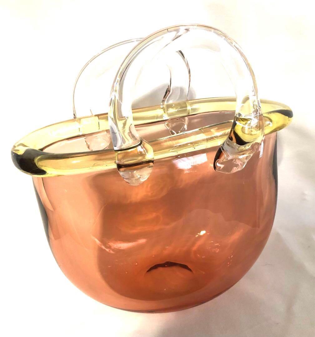 吹きガラス・花かご型花瓶&ペーパーウエイト