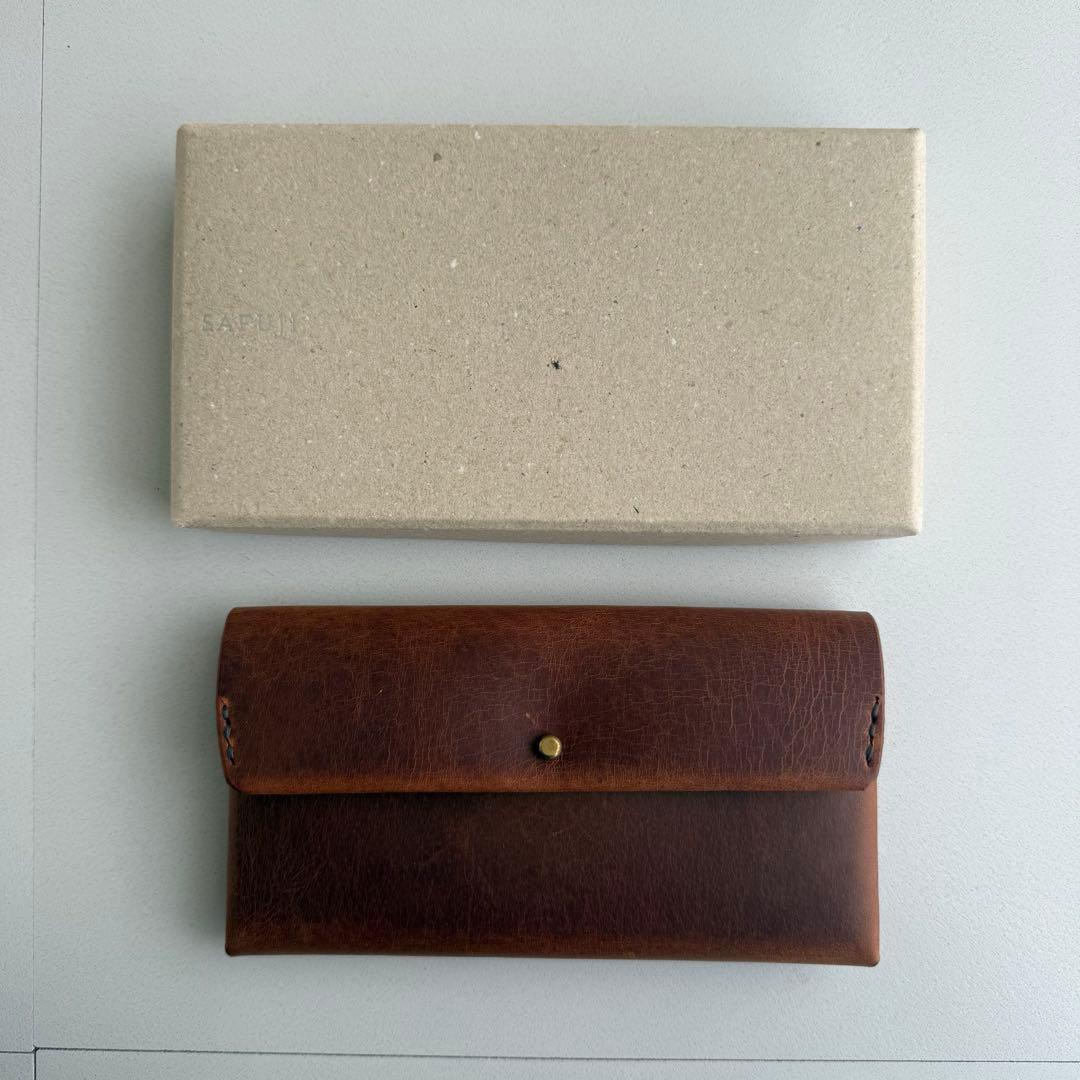【ゆずこ】【新品未使用SAFUJI サフジ ミニ長財布（ホック） ブラウン