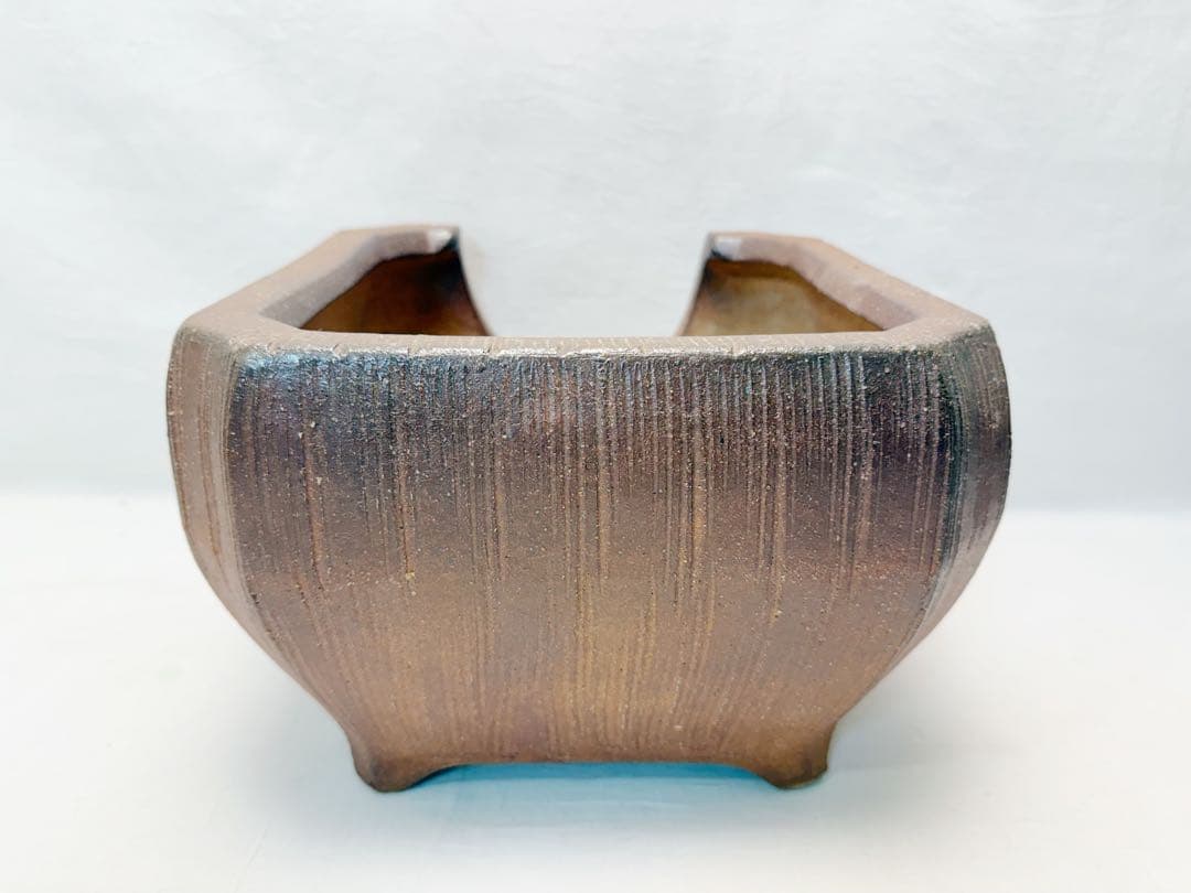 ほぼ未使用 茶道具 高橋乐斎作 四方風炉 信楽焼 タキイ電熱器 敷板 底瓦 共箱