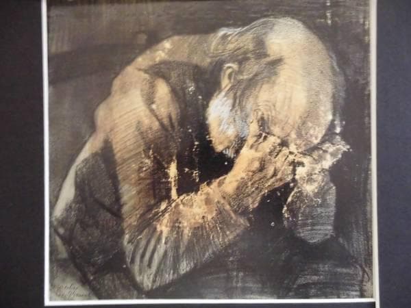 ゴッホ、悲しむ男、希少な額装用画集より、新品高級額装付、状態良好