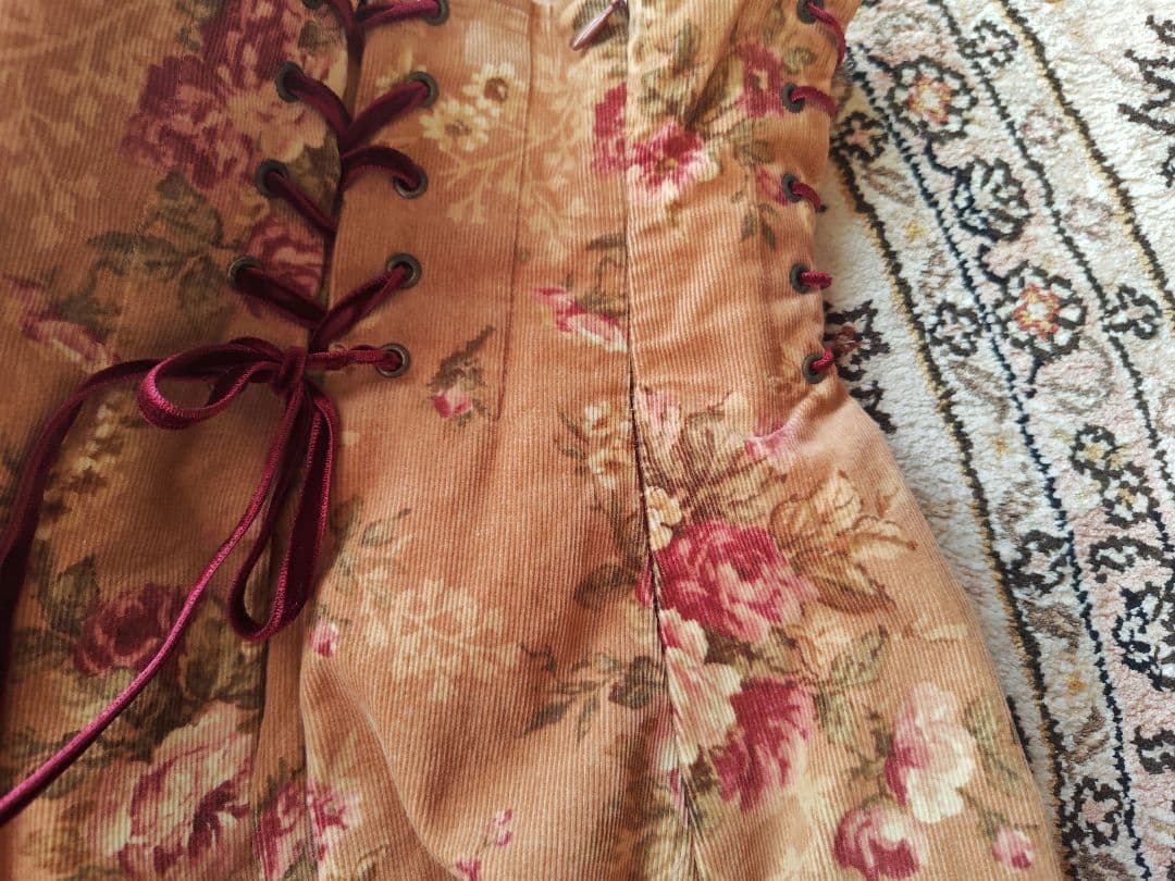 ヴィクトリアンメイデン　花柄　別珍ハイウェストスカート