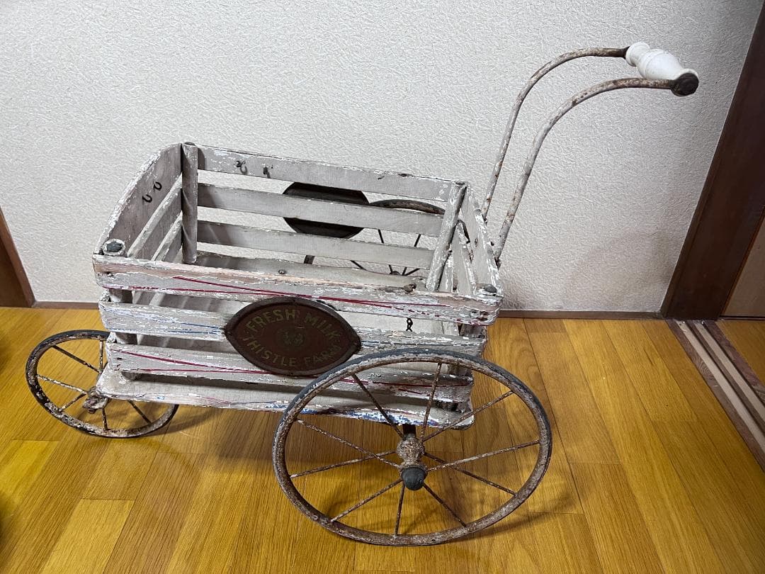 手押し車　三輪車　木とアイアン非常に古い　ヨーロッパの物