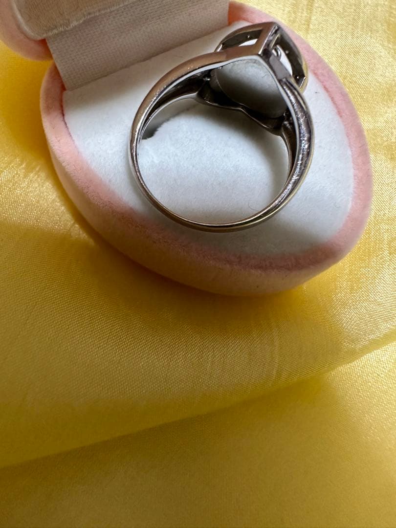 ハート型k18WGホワイトゴールドリング0.1ct 約4.3g