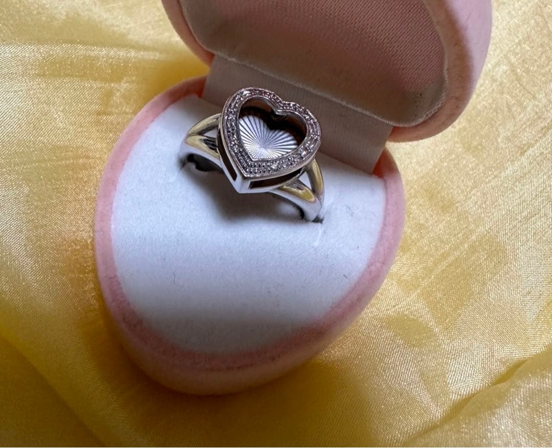 ハート型k18WGホワイトゴールドリング0.1ct 約4.3g