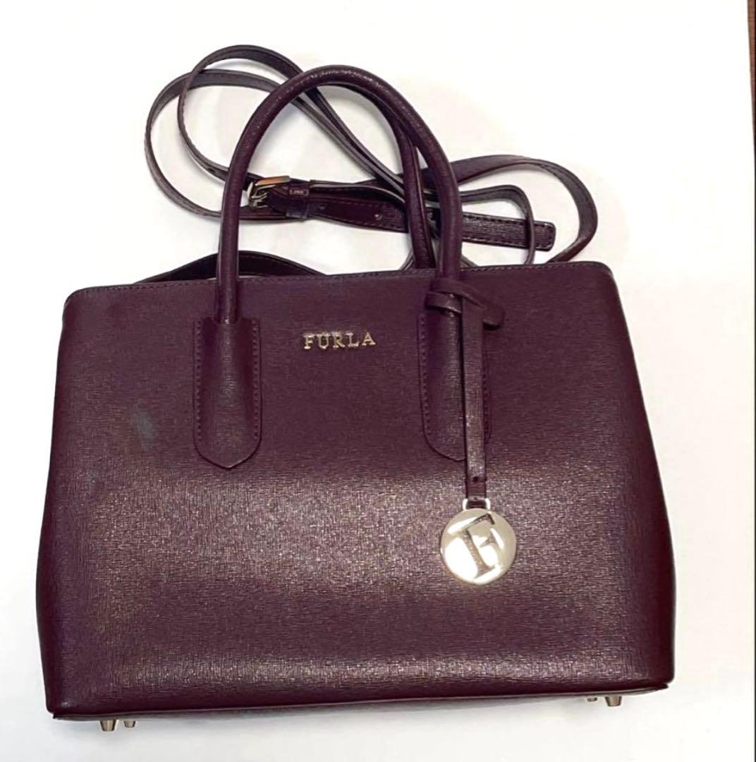 【超美品】フルラ　FURLA ハンドバッグ バーガンディー ショルダーバック