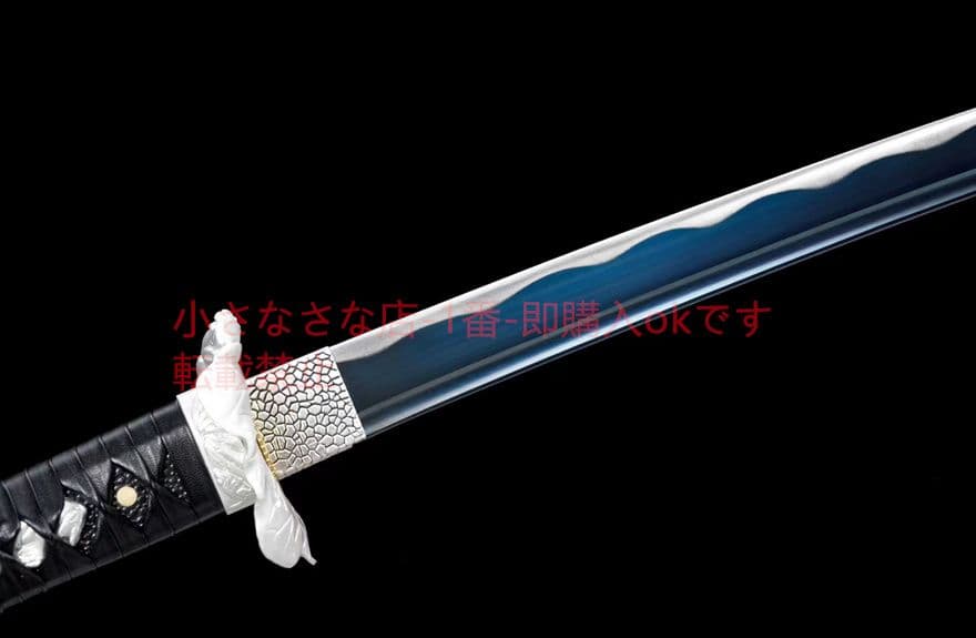 青武士刀「荷影」の炭化鋼焼き   古兵器 武具　刀装具　日本刀　模造刀 居合刀