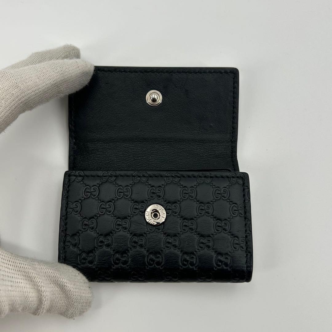 極美品✨グッチ キーケース 6連 マイクロシマ レザー ネイビー