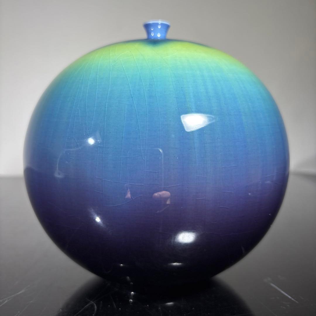 真作　人間国宝　無傷完品　3代徳田八十吉(正彦) 壷　高さ約16センチ