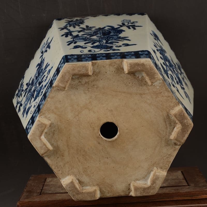 サバの実紋の六方鉢盆栽 工芸品 美術品 置物