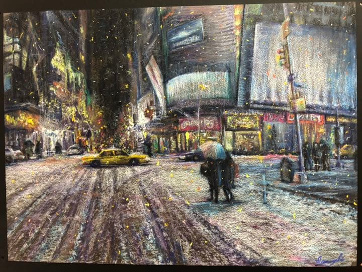 オイルパステル画  二ューヨーク