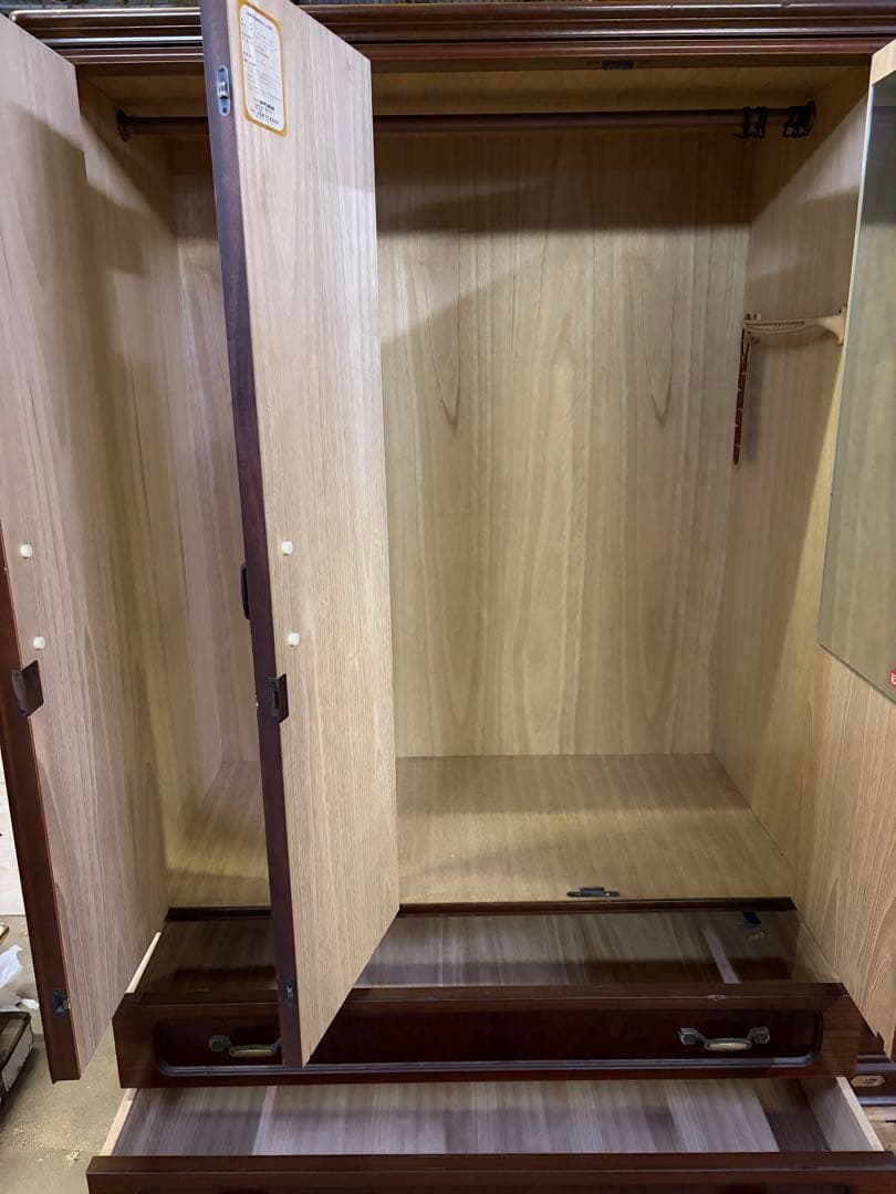 木製タンス 3ドア 2引き出し　婚礼タンス