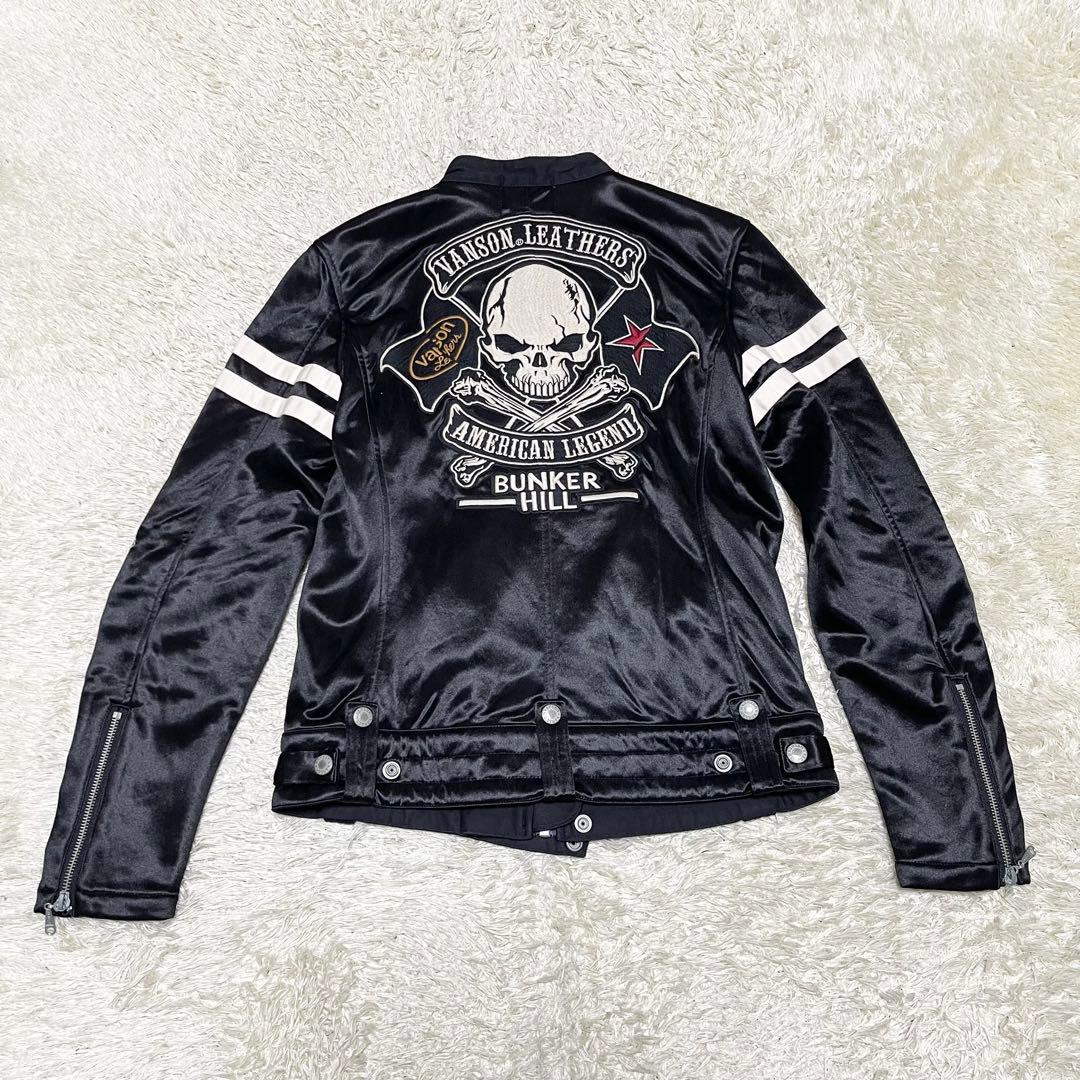 【極美品】vanson シングル　ライダース　スカル　髑髏　ワッペン　黒　S