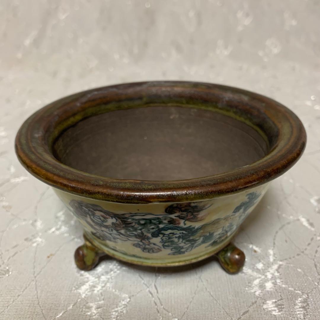 陶翠　唐獅子　丸　盆栽鉢