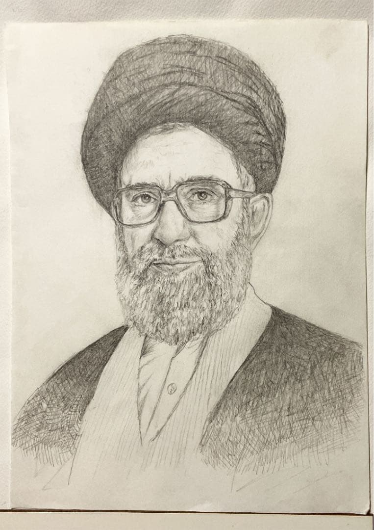 鉛筆画　ハメネイ師