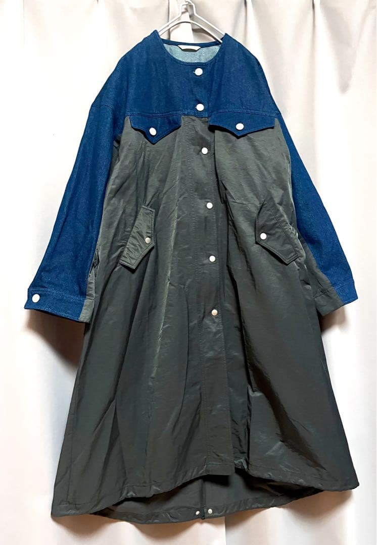 Chez toi 異素材リメイクデニムジャケット 大きいサイズ チェスターコート