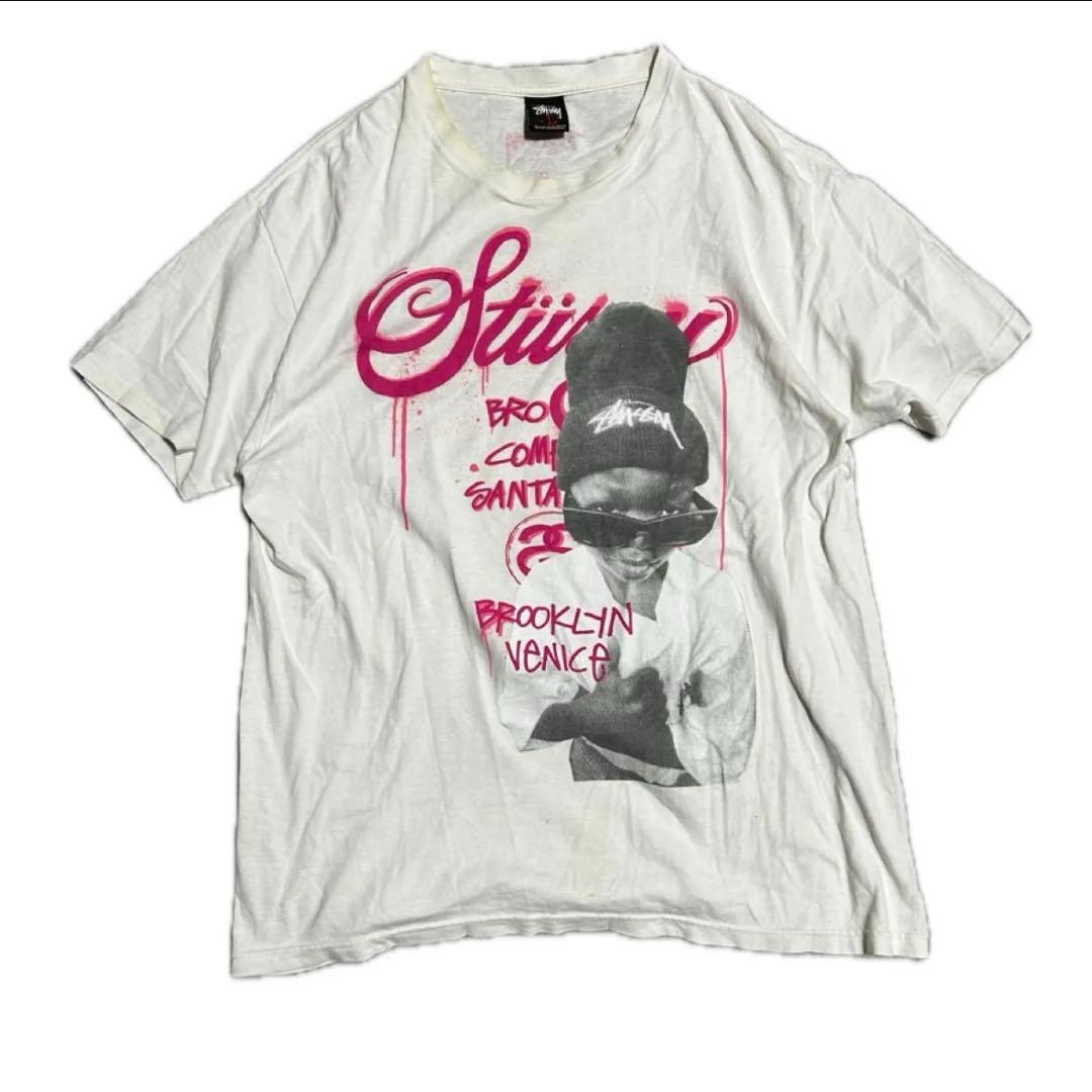 00s oldstussy オールドステューシー Tシャツ ピンク ホワイト